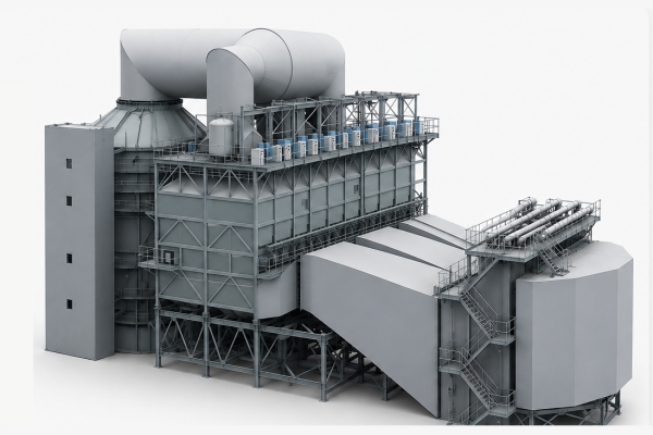 Газоочистной комплекс: электрофильтр, газоходы, дымосос