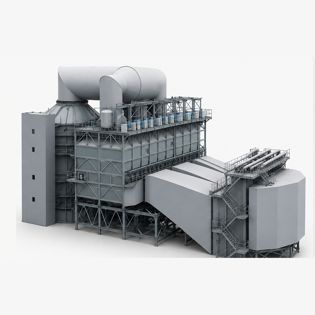 Газоочистной комплекс: электрофильтр, газоходы, дымосос